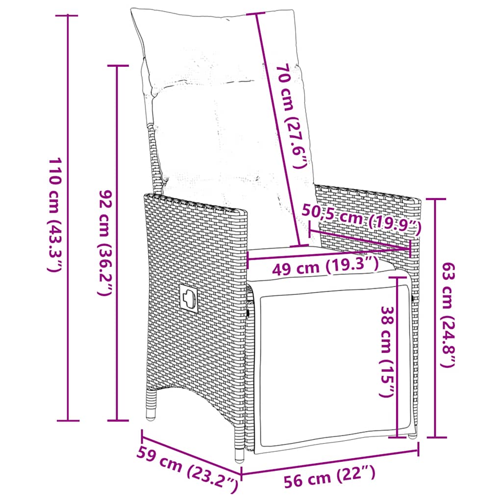 Set da Pranzo da Giardino 9pz con Cuscini Marrone in Polyrattan | homemem39