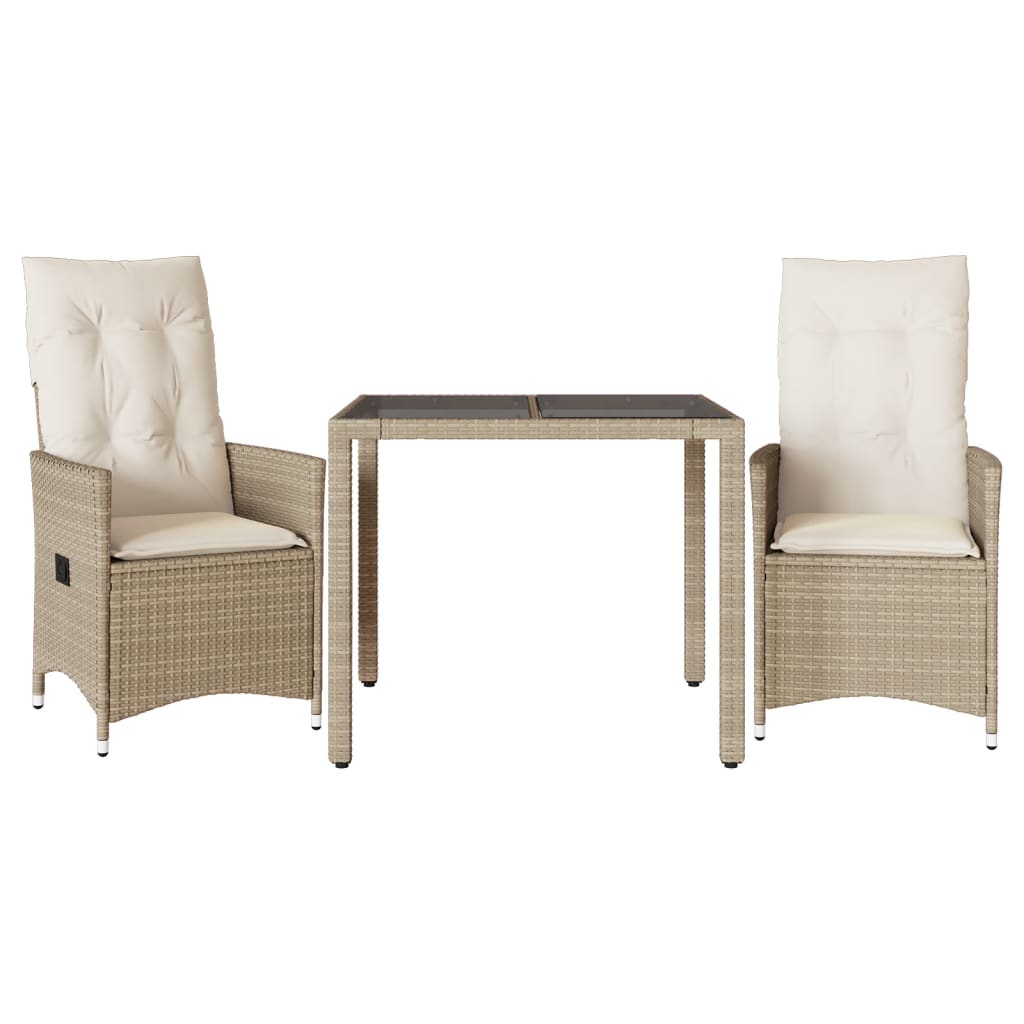 Set da Bistrò 3 pz con Cuscini Beige in Polyrattan | homemem39