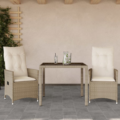 Set da Bistrò 3 pz con Cuscini Beige in Polyrattan - homemem39
