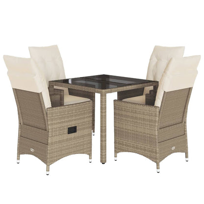 Set da Pranzo da Giardino 5 pz con Cuscini Beige in Polyrattan - homemem39