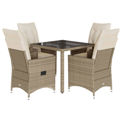 Set da Pranzo da Giardino 5 pz con Cuscini Beige in Polyrattan | homemem39