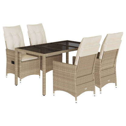 Set da Pranzo da Giardino 5 pz con Cuscini Beige in Polyrattan | homemem39