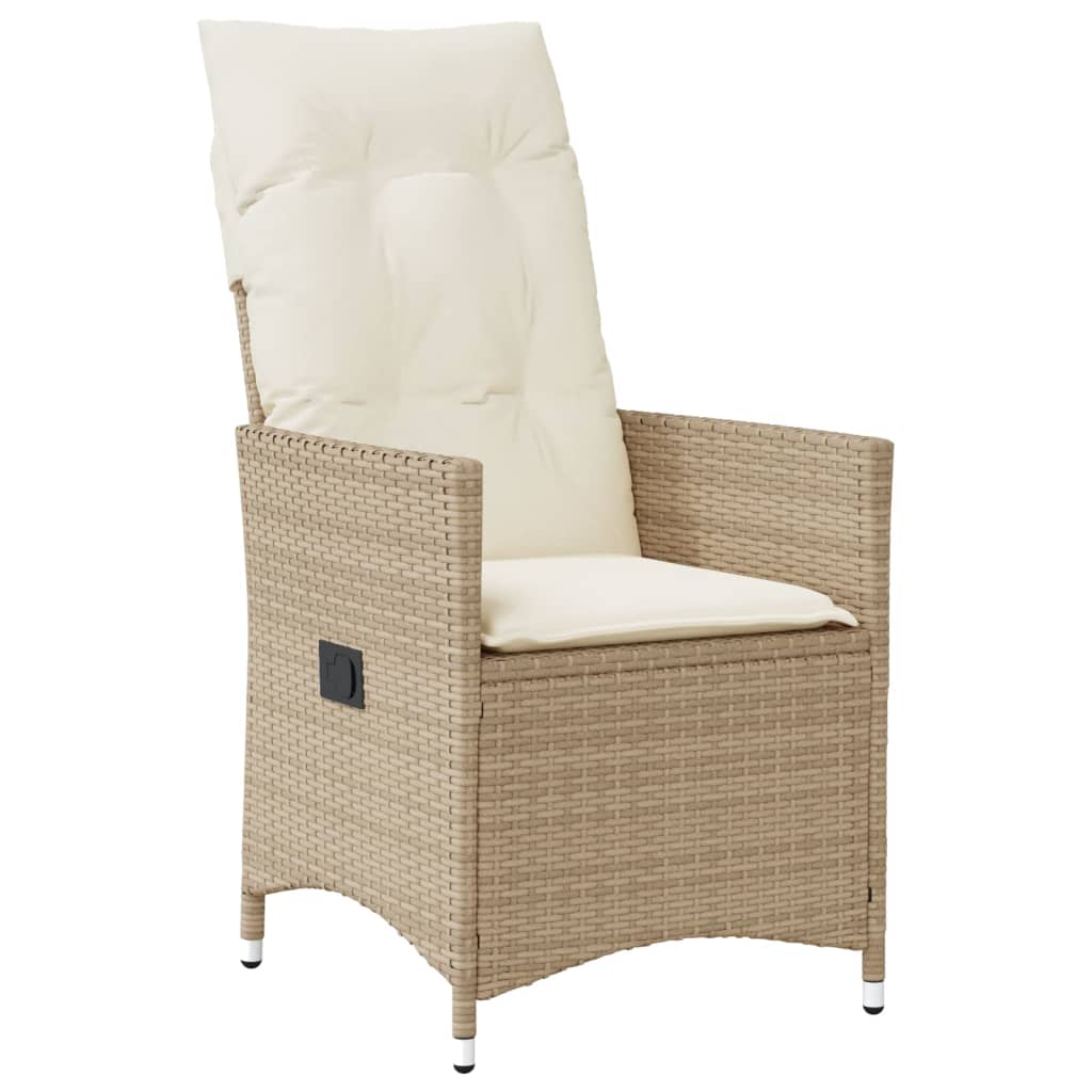 Set da Pranzo da Giardino 9 pz con Cuscini Beige in Polyrattan