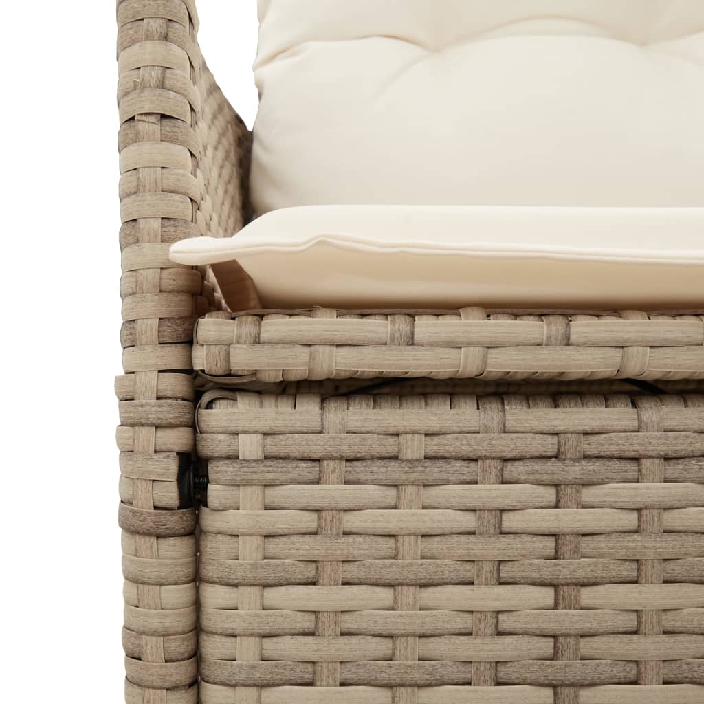 Set da Pranzo da Giardino 9 pz con Cuscini Beige in Polyrattan