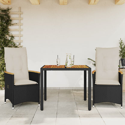Set da Bistrò 3 pz con Cuscini Nero in Polyrattan | homemem39