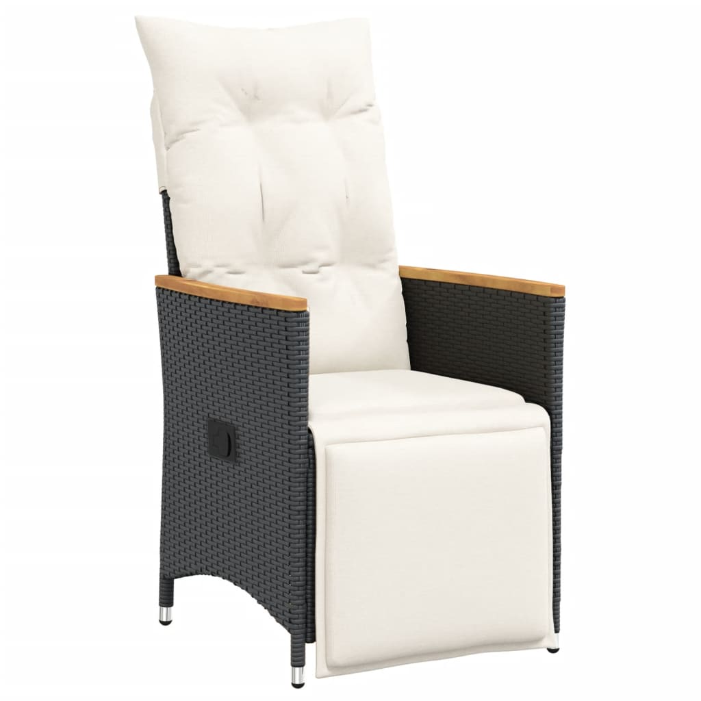 Set da Pranzo da Giardino 5 pz Nero con Cuscini in Polyrattan | homemem39