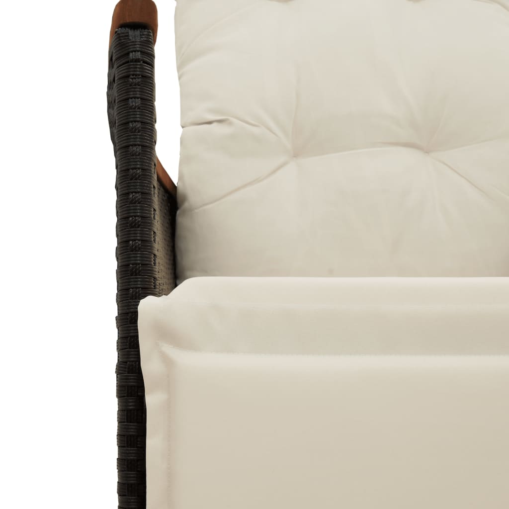 Set da Pranzo da Giardino 7 pz Nero con Cuscini in Polyrattan | homemem39