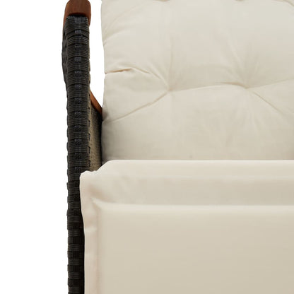 Set da Pranzo da Giardino 9 pz con Cuscini Nero in Polyrattan | homemem39