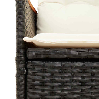 Set da Pranzo da Giardino 9 pz con Cuscini Nero in Polyrattan | homemem39