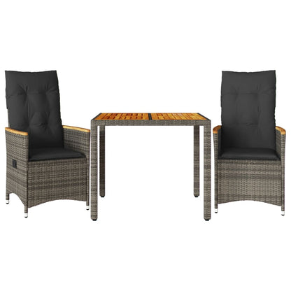 Set da Bistrò 3 pz con Cuscini Grigio in Polyrattan | homemem39