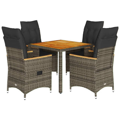 Set da Pranzo da Giardino 5 pz con Cuscini in Polyrattan Grigio | homemem39