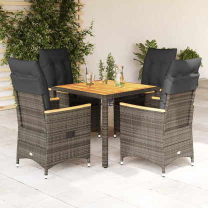 Set da Pranzo da Giardino 5 pz con Cuscini in Polyrattan Grigio | homemem39