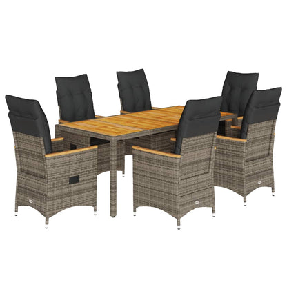 Set da Pranzo da Giardino 7 pz con Cuscini in Polyrattan Grigio | homemem39