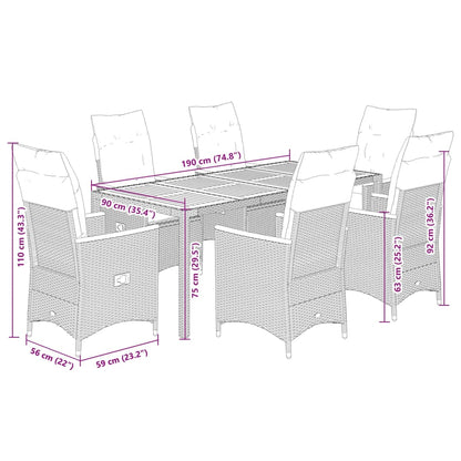 Set da Pranzo da Giardino 7 pz con Cuscini in Polyrattan Grigio | homemem39