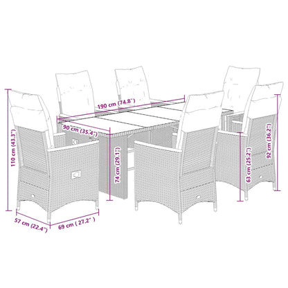 Set da Pranzo da Giardino 7 pz con Cuscini in Polyrattan Grigio | homemem39