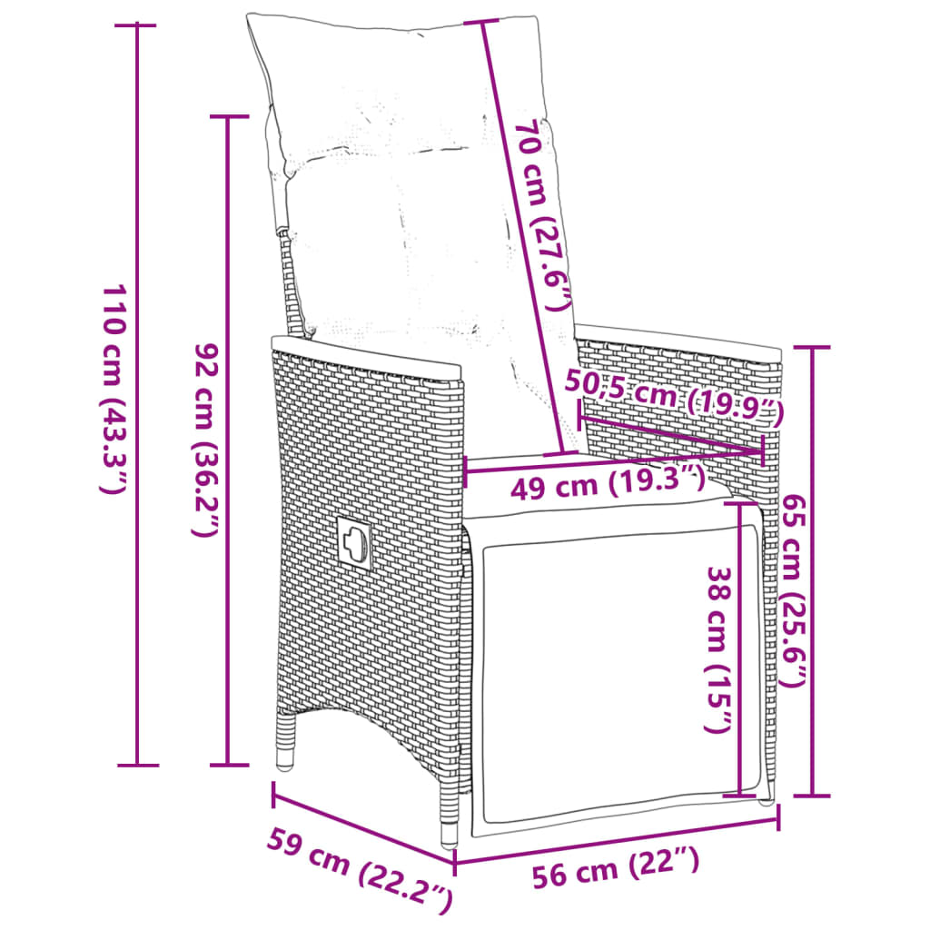 Set da Pranzo da Giardino 9 pz con Cuscini in Polyrattan Grigio | homemem39