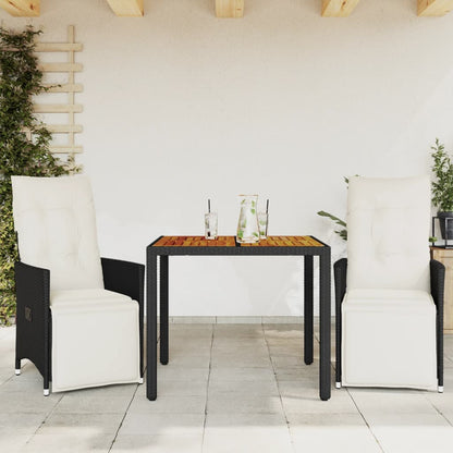 Set da Bistrò 3 pz con Cuscini Nero in Polyrattan | homemem39