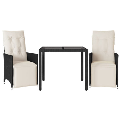 Set da Bistrò 3 pz con Cuscini Nero in Polyrattan | homemem39