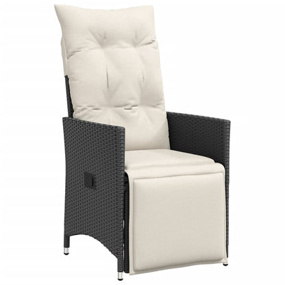 Set da Pranzo da Giardino 5 pz Nero con Cuscini in Polyrattan | homemem39
