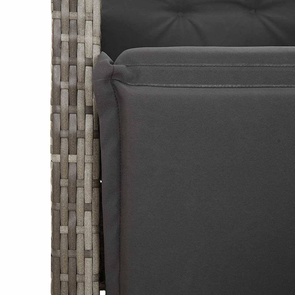 Set Bistrò da Giardino 9 pz con Cuscini in Polyrattan Grigio - homemem39