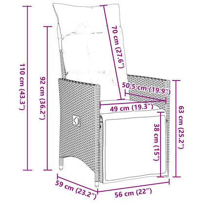 Set Bistrò da Giardino 9 pz con Cuscini in Polyrattan Grigio | homemem39