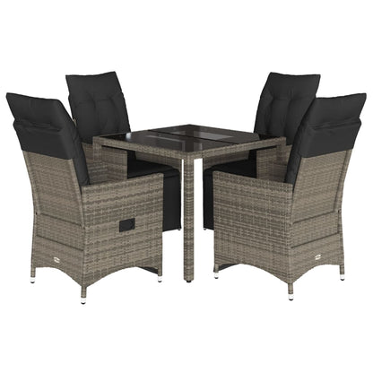 Set Bistrò da Giardino 5 pz con Cuscini in Polyrattan Grigio | homemem39