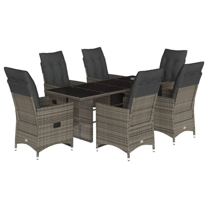 Set Bistrò da Giardino 7 pz con Cuscini in Polyrattan Grigio | homemem39