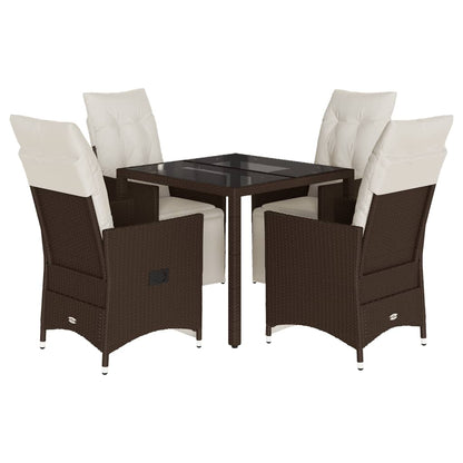Set Bistrò da Giardino 5 pz con Cuscini in Polyrattan Marrone | homemem39