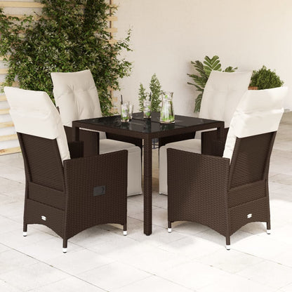 Set Bistrò da Giardino 5 pz con Cuscini in Polyrattan Marrone - homemem39