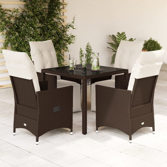 Set Bistrò da Giardino 5 pz con Cuscini in Polyrattan Marrone - homemem39