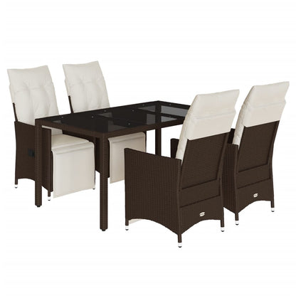 Set Bistrò da Giardino 5 pz con Cuscini in Polyrattan Marrone | homemem39
