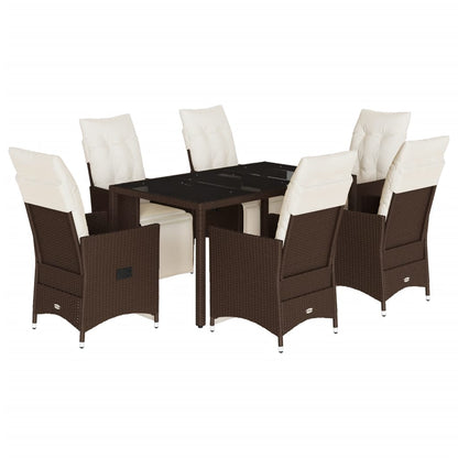 Set Bistrò da Giardino 7 pz con Cuscini in Polyrattan Marrone | homemem39