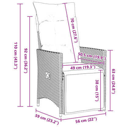 Set Bistrò da Giardino 9 pz con Cuscini in Polyrattan Marrone - homemem39