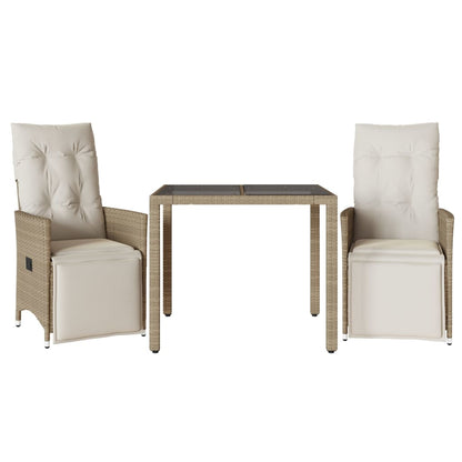 Set da Bistrò da Giardino 3 pz con Cuscini Beige in Polyrattan - homemem39