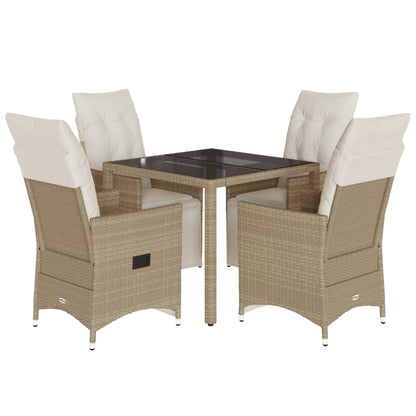 Set da Bistrò da Giardino 5 pz con Cuscini Beige in Polyrattan | homemem39