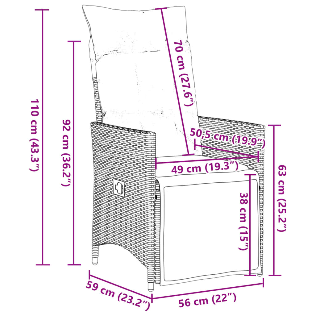 Set da Bistrò da Giardino 5 pz con Cuscini Beige in Polyrattan | homemem39