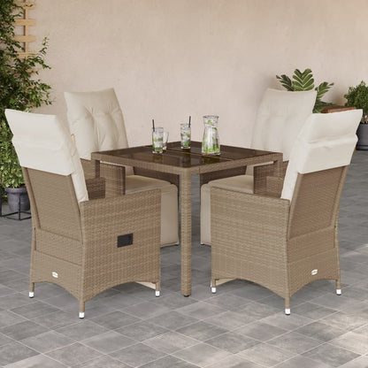 Set da Bistrò da Giardino 5 pz con Cuscini Beige in Polyrattan | homemem39