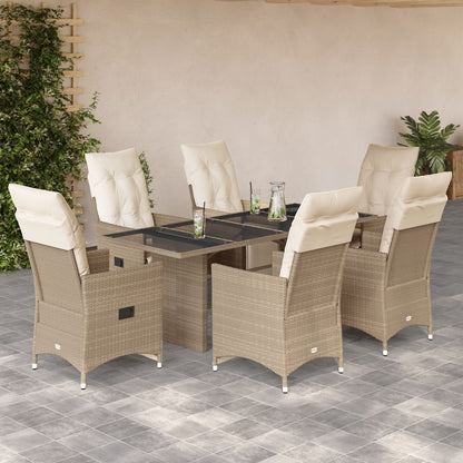Set da Bistrò da Giardino 7 pz con Cuscini Beige in Polyrattan | homemem39