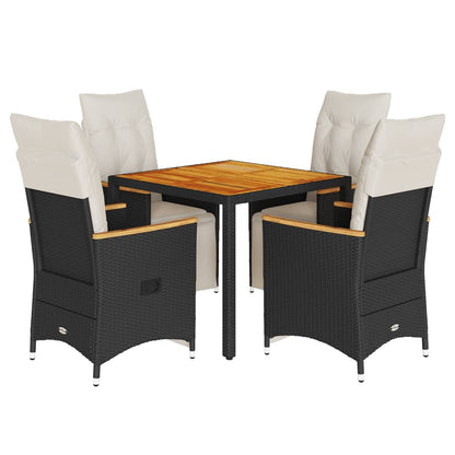 Set Bistrò da Giardino 5 pz con Cuscini in Polyrattan Nero | homemem39