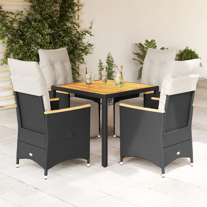 Set Bistrò da Giardino 5 pz con Cuscini in Polyrattan Nero | homemem39