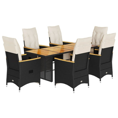 Set da Bistrò da Giardino 7 pz con Cuscini Nero in Polyrattan | homemem39
