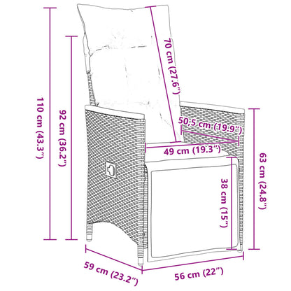 Set Bistrò da Giardino 5 pz con Cuscini in Polyrattan Grigio