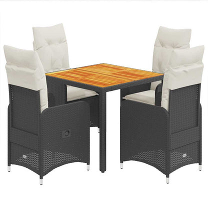 Set Bistrò da Giardino 5 pz con Cuscini in Polyrattan Nero | homemem39