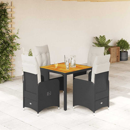Set Bistrò da Giardino 5 pz con Cuscini in Polyrattan Nero | homemem39