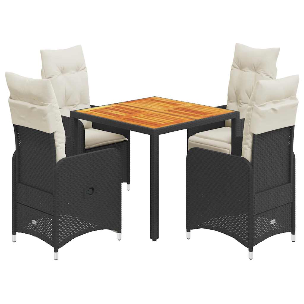 Set Bistrò da Giardino 5 pz con Cuscini in Polyrattan Nero - homemem39