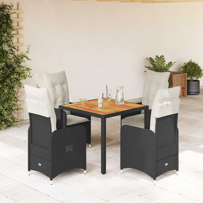 Set Bistrò da Giardino 5 pz con Cuscini in Polyrattan Nero | homemem39