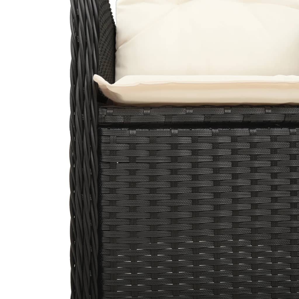 Set da Bistrò da Giardino 7 pz con Cuscini Nero in Polyrattan | homemem39