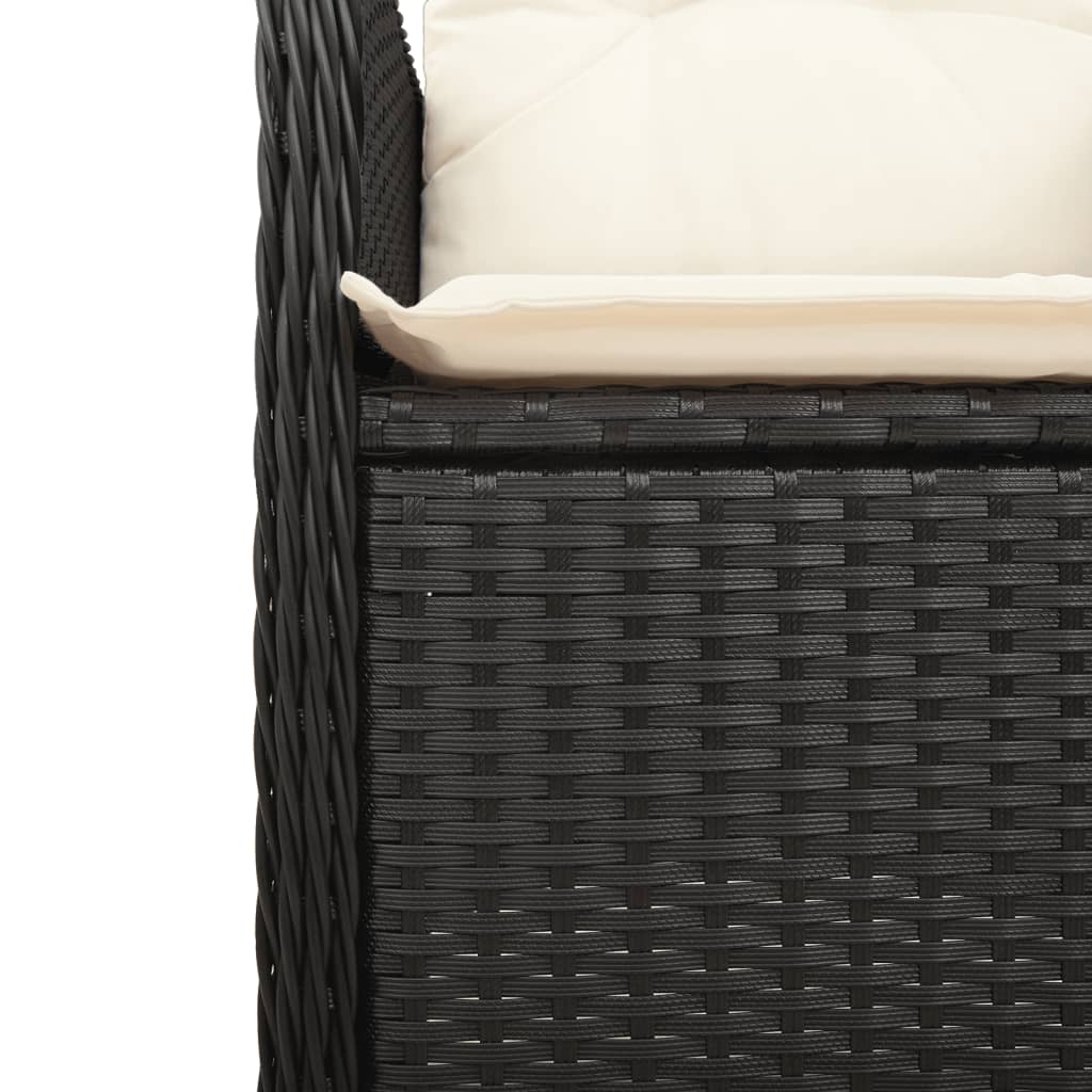 Set da Bistrò da Giardino 7 pz con Cuscini Nero in Polyrattan - homemem39