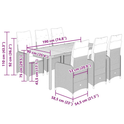 Set da Bistrò da Giardino 7 pz con Cuscini Nero in Polyrattan | homemem39