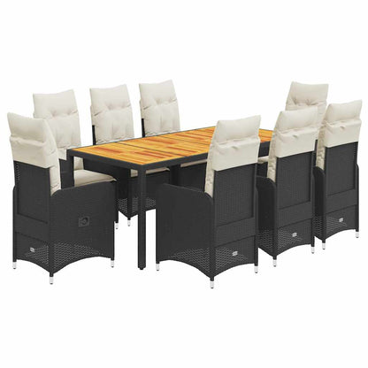 Set Bistrò da Giardino 9 pz con Cuscini in Polyrattan Nero - homemem39